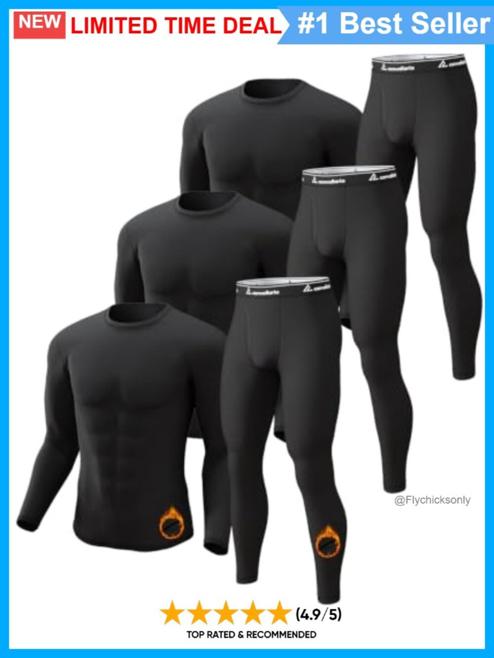 Men's Thermal Underwear Set Fleece Lined Long Johns Base Layer